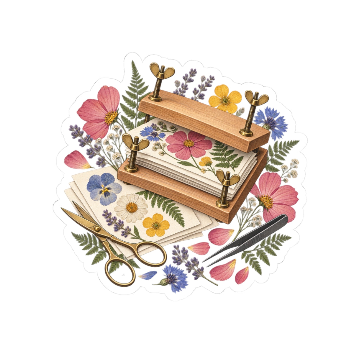 Botanical Flower Press Workshop Sticker