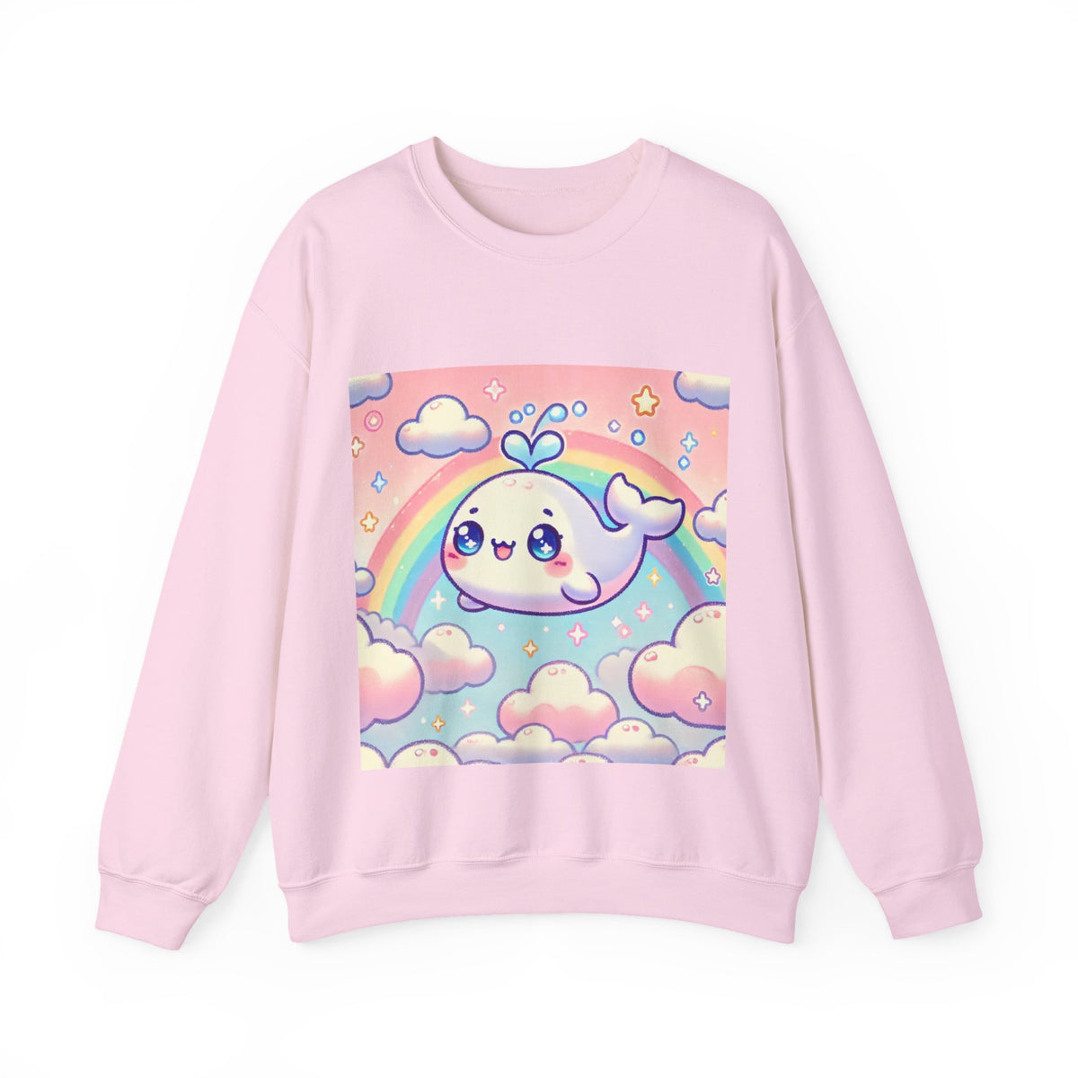 Kawaii Rainbow Whale Pastel Cloud Sweatshirt