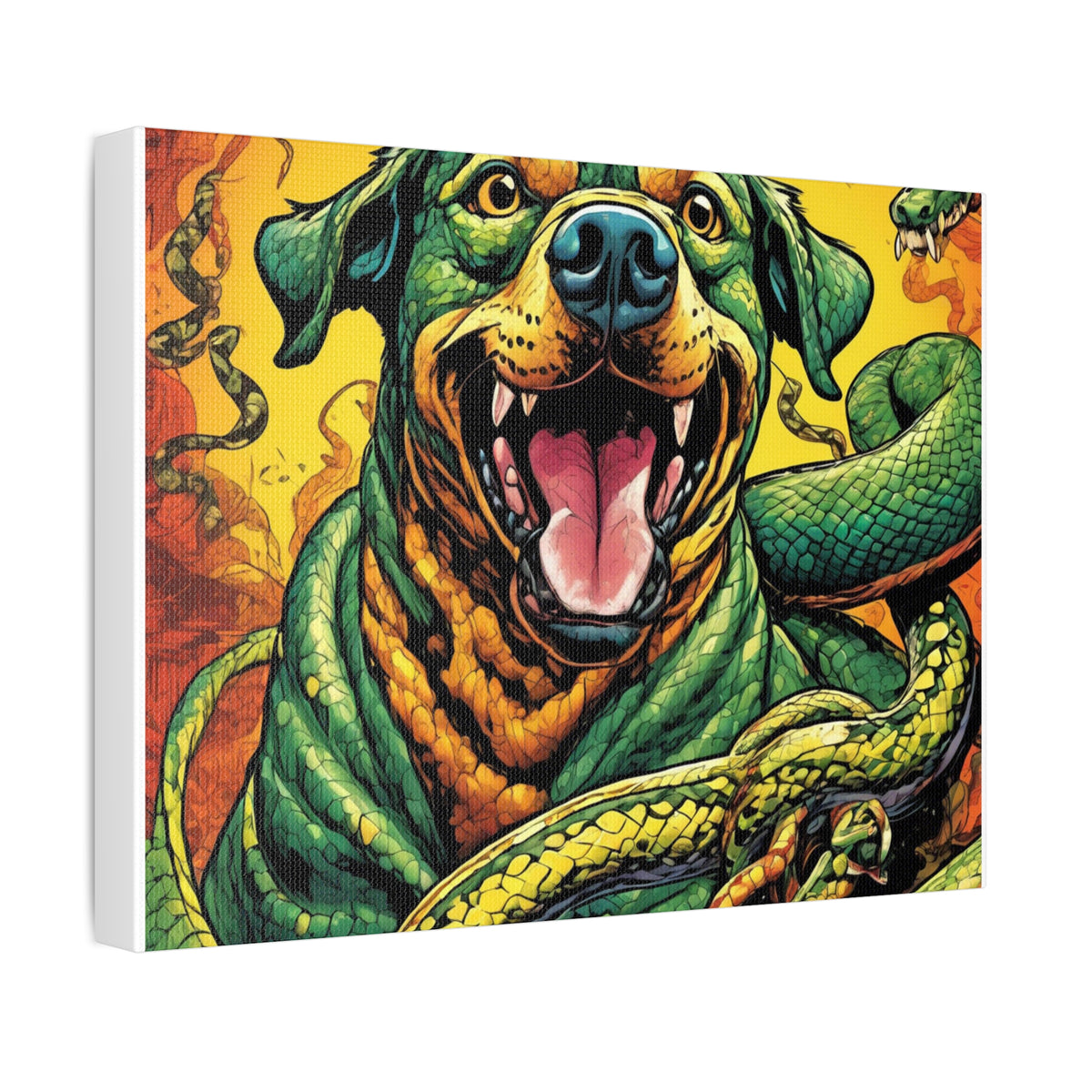 Surreal Serpent Hound Dark Fantasy Canvas Wall Art