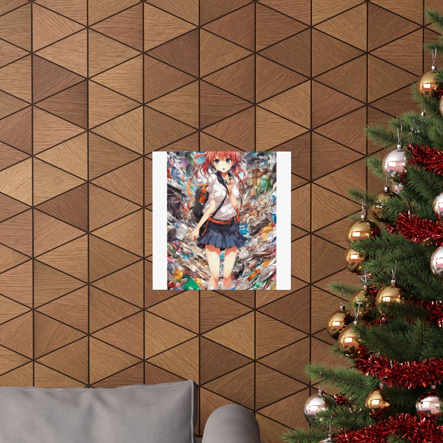 Recycling Day Anime Schoolgirl Eco Street Art Poster