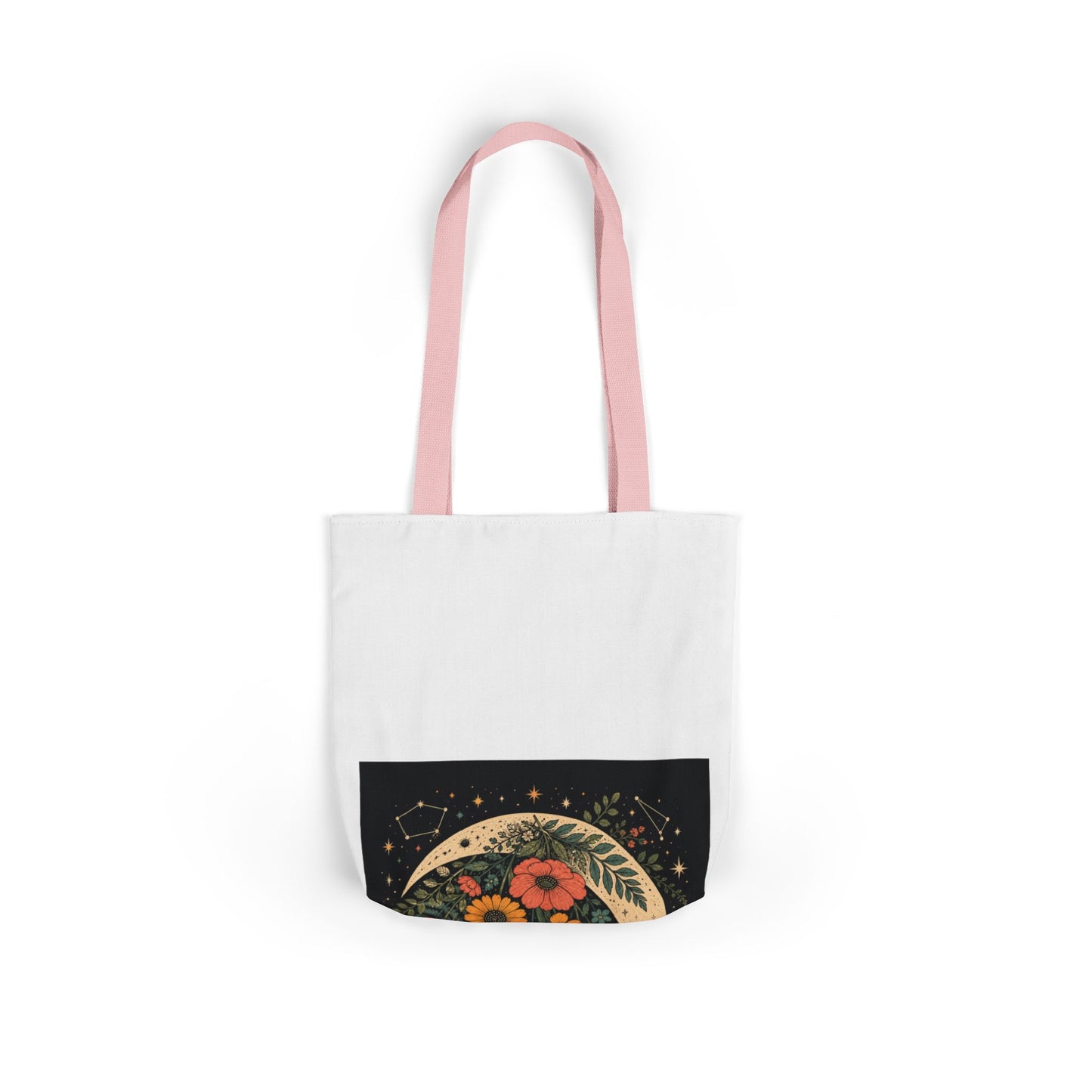 Celestial Wildflower Crescent Moon Botanical Tote Bag