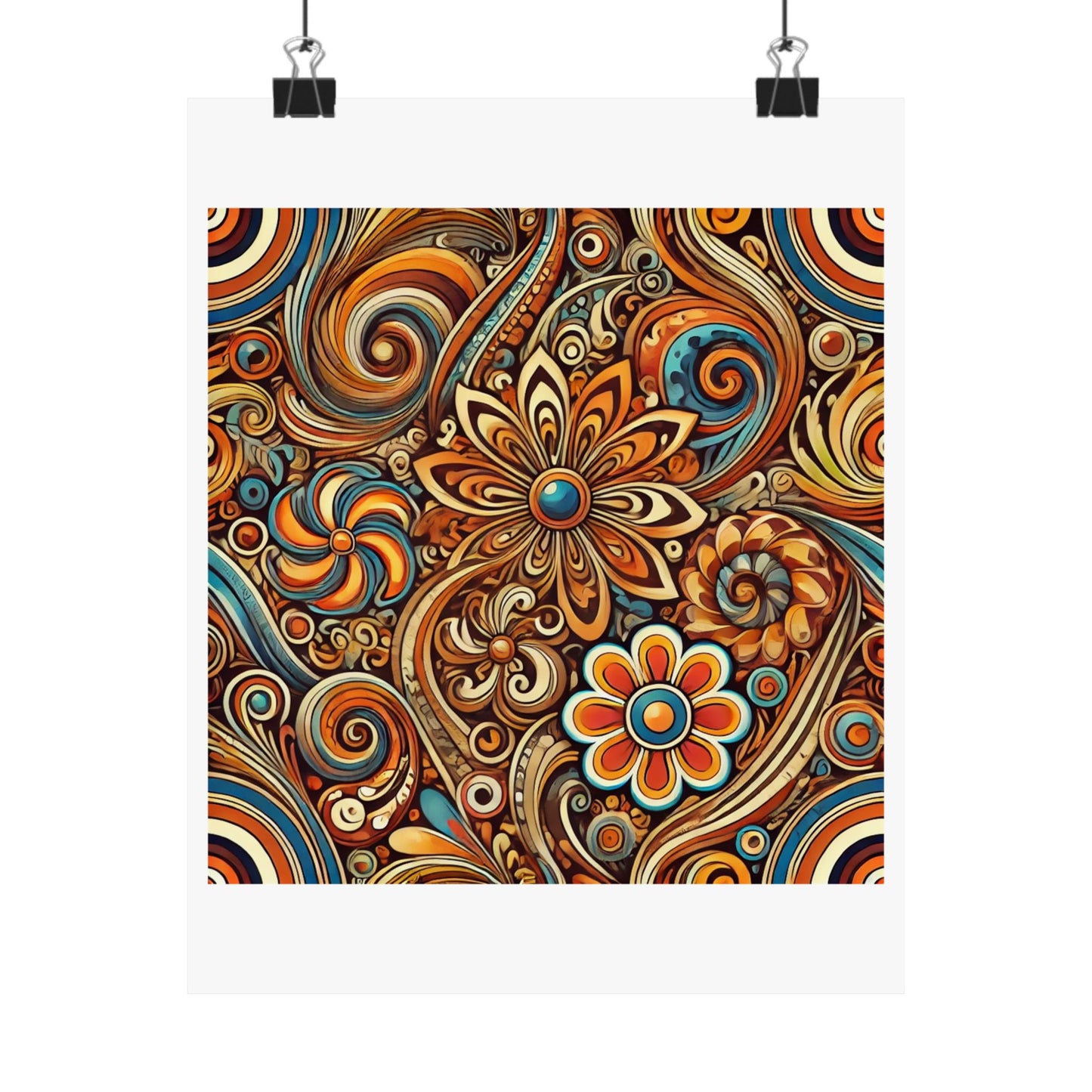Ornate Abstract Floral Paisley Pattern Poster