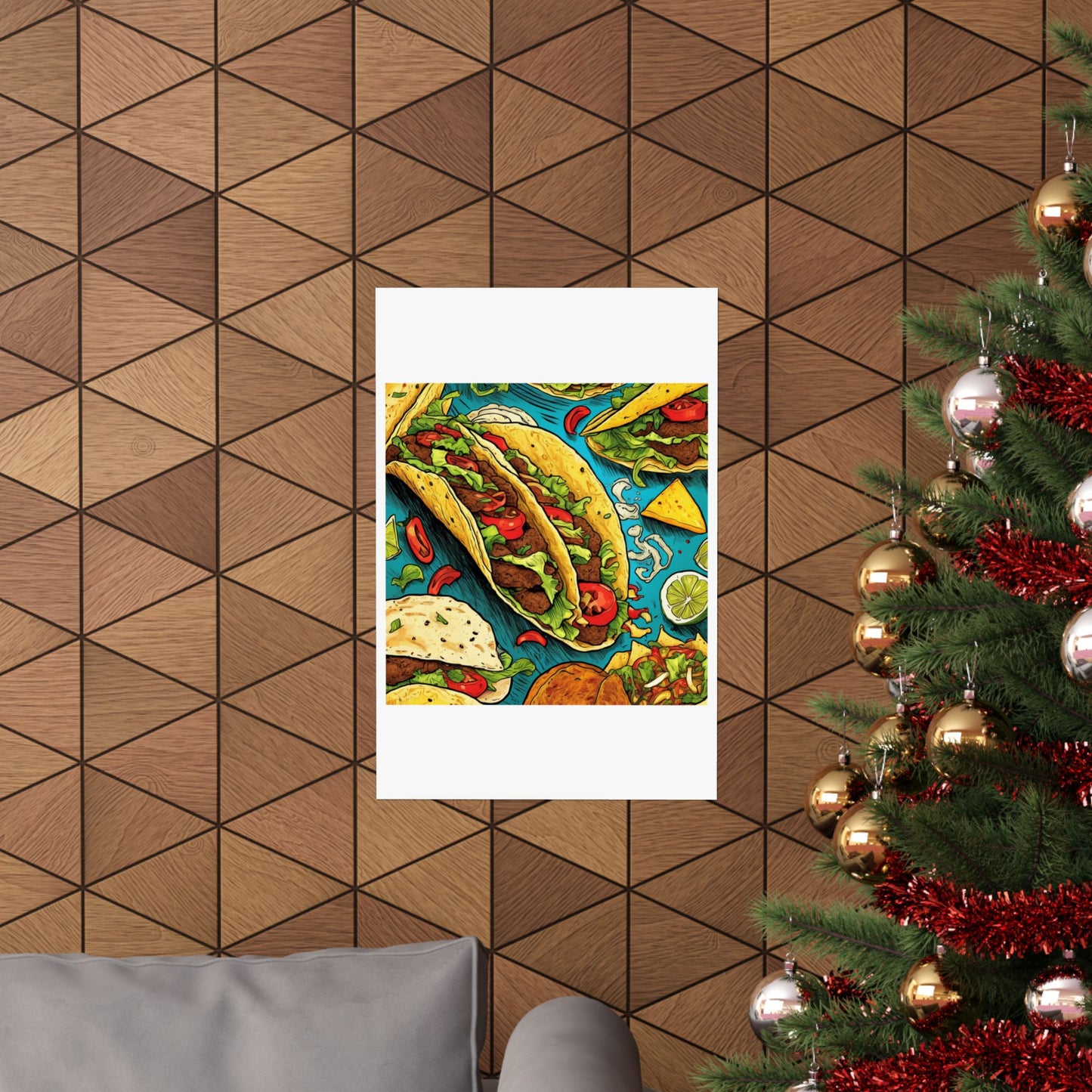 Taco Party Pattern Foodie Gift Art Poster