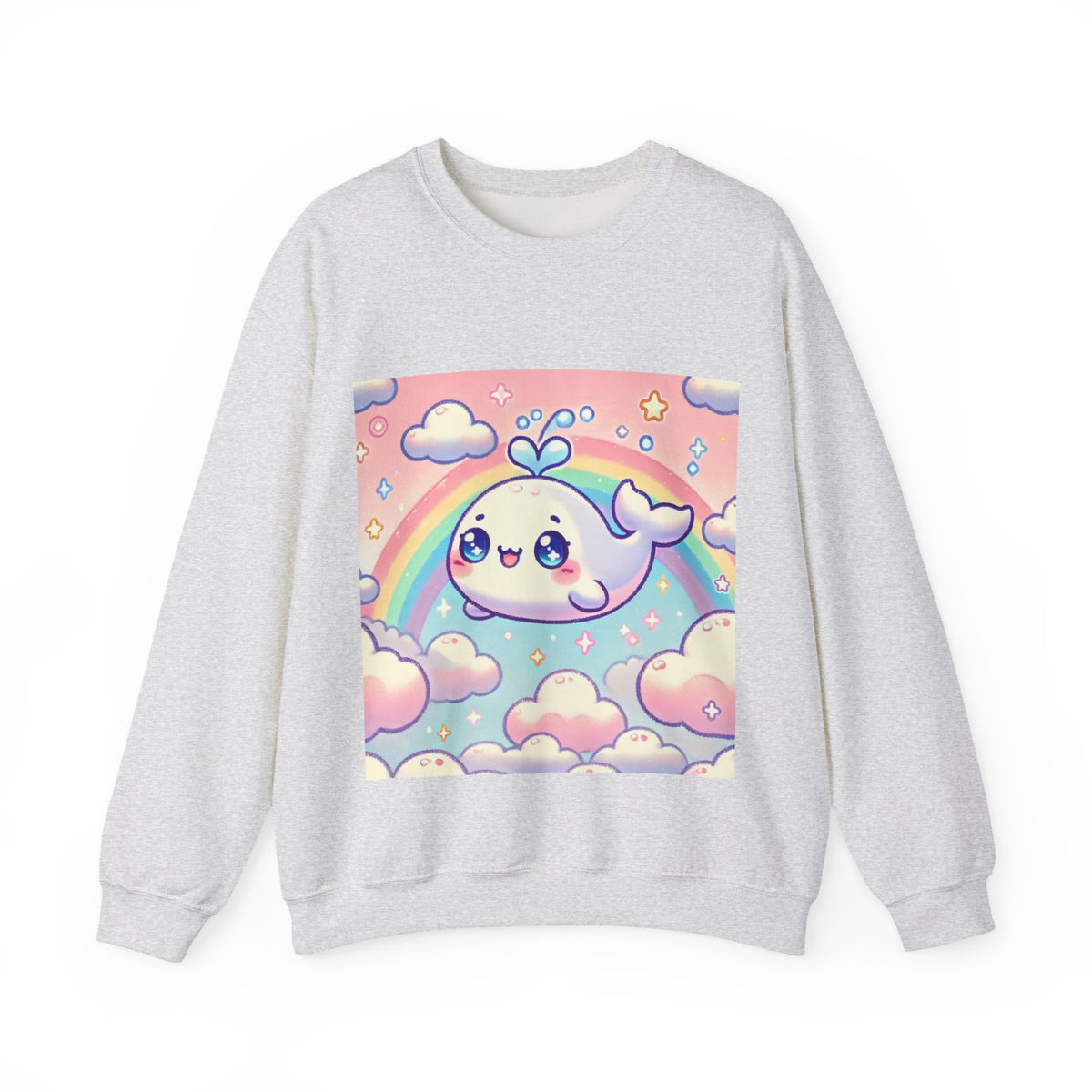 Kawaii Rainbow Whale Pastel Cloud Sweatshirt