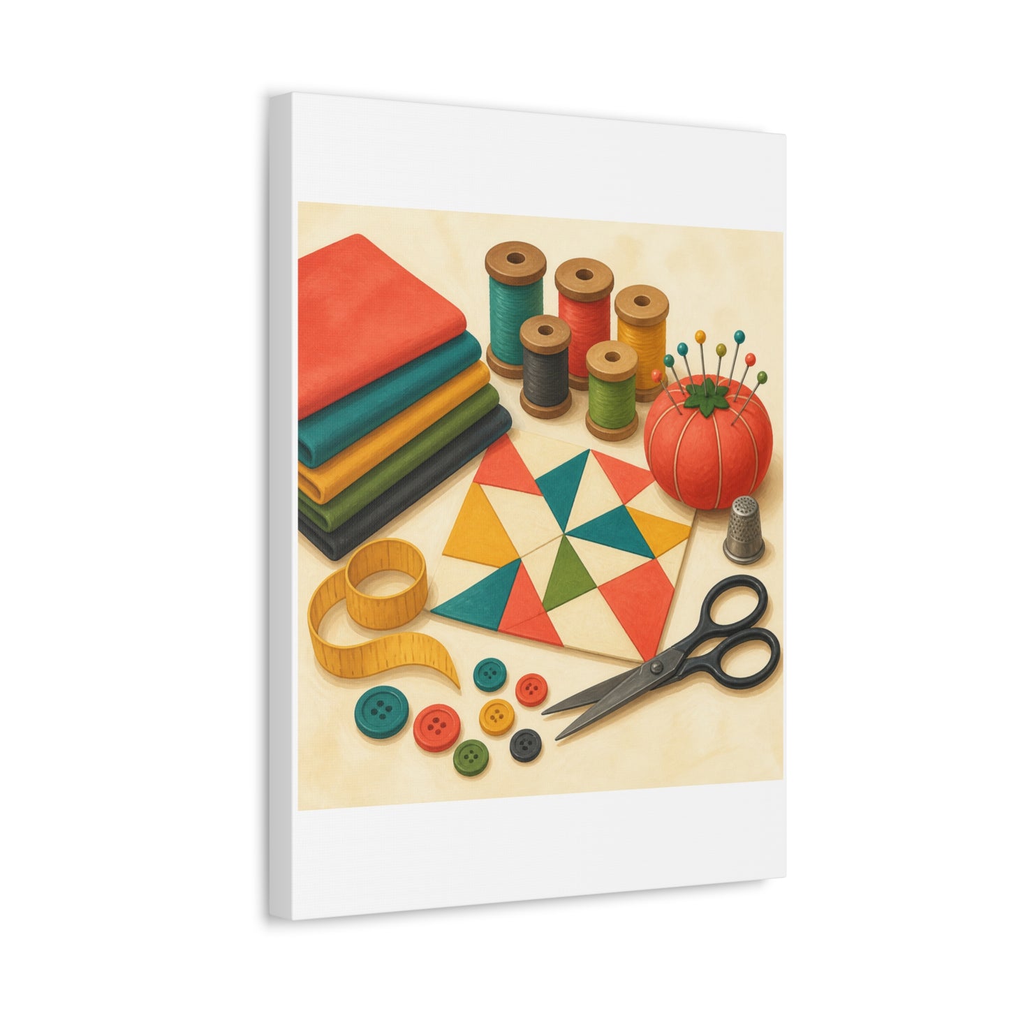 Colorful Sewing and Quilting Hobby Canvas Art