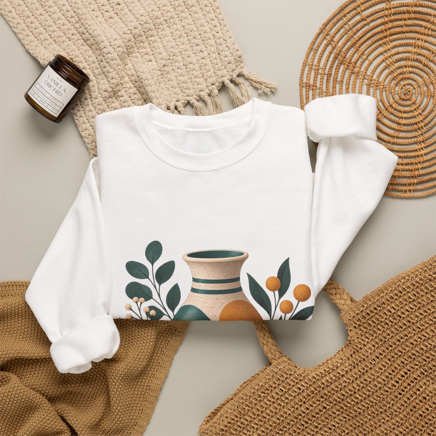 Midcentury Pottery Botanical Art Sweatshirt