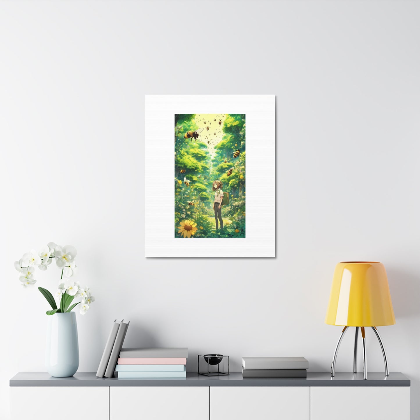 Bee Garden Explorer Anime Nature Art Canvas