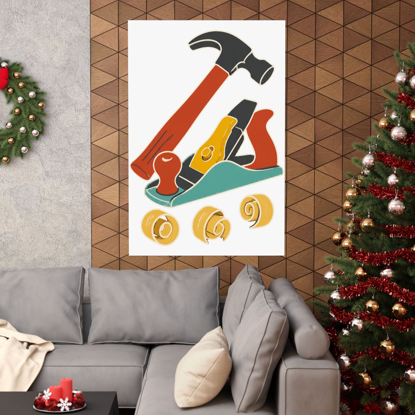 Carpenter Hammer Hand Plane Woodworking Art Poster
