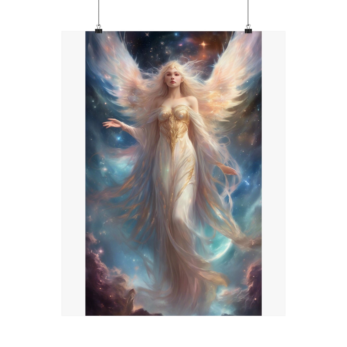 Celestial Winged Heroine Fantasy Portrait Poster