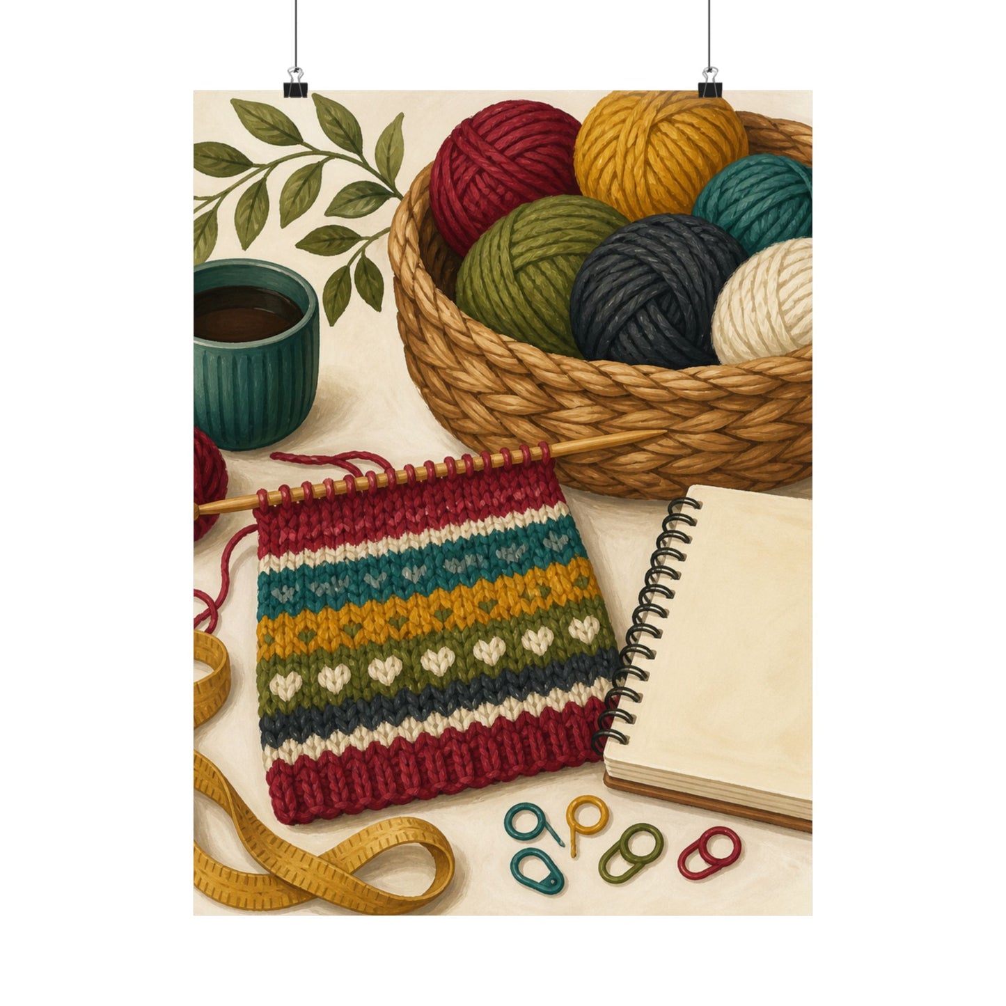 Cozy Knitting and Yarn Hobby Art Poster