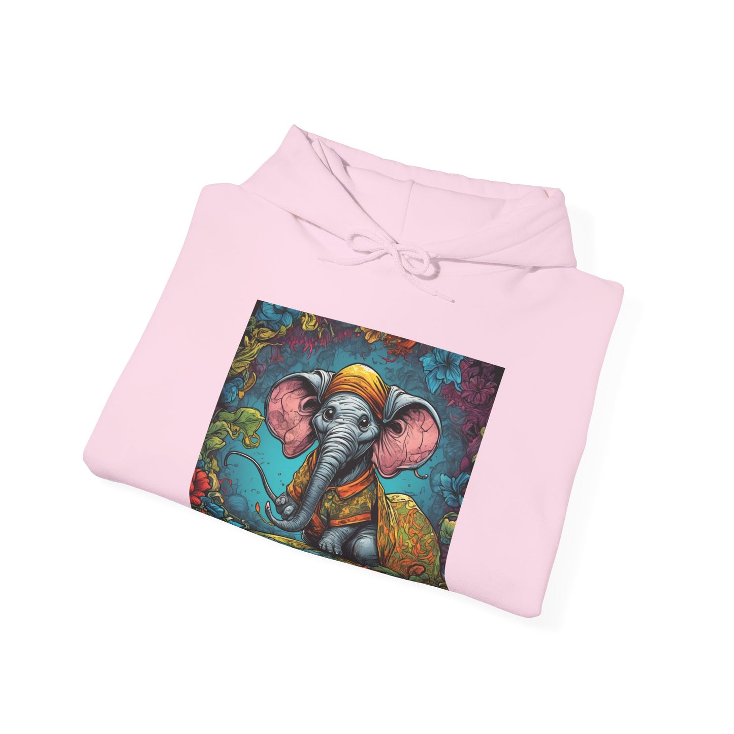 Colorful Storybook Elephant Floral Garden Art Hoodie