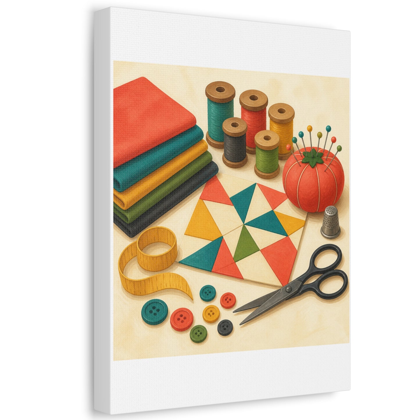 Colorful Sewing and Quilting Hobby Canvas Art