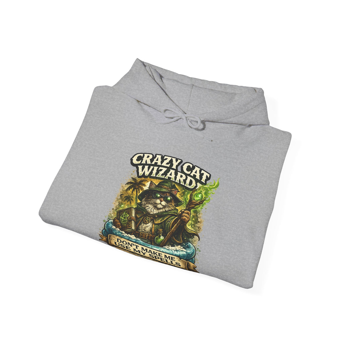 Crazy Cat Wizard Funny Fantasy Magic Hoodie