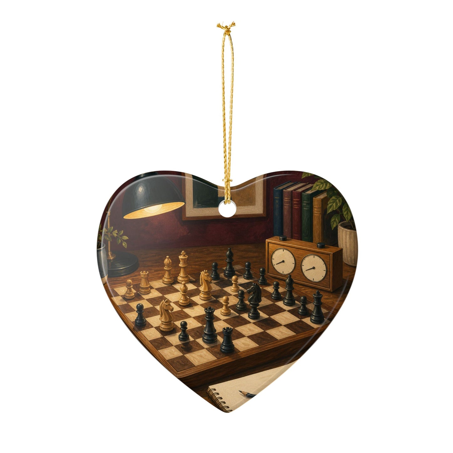 Cozy Chess Strategy Game Hobby Art Ceramic Ornament, Holiday Keepsake and Gift