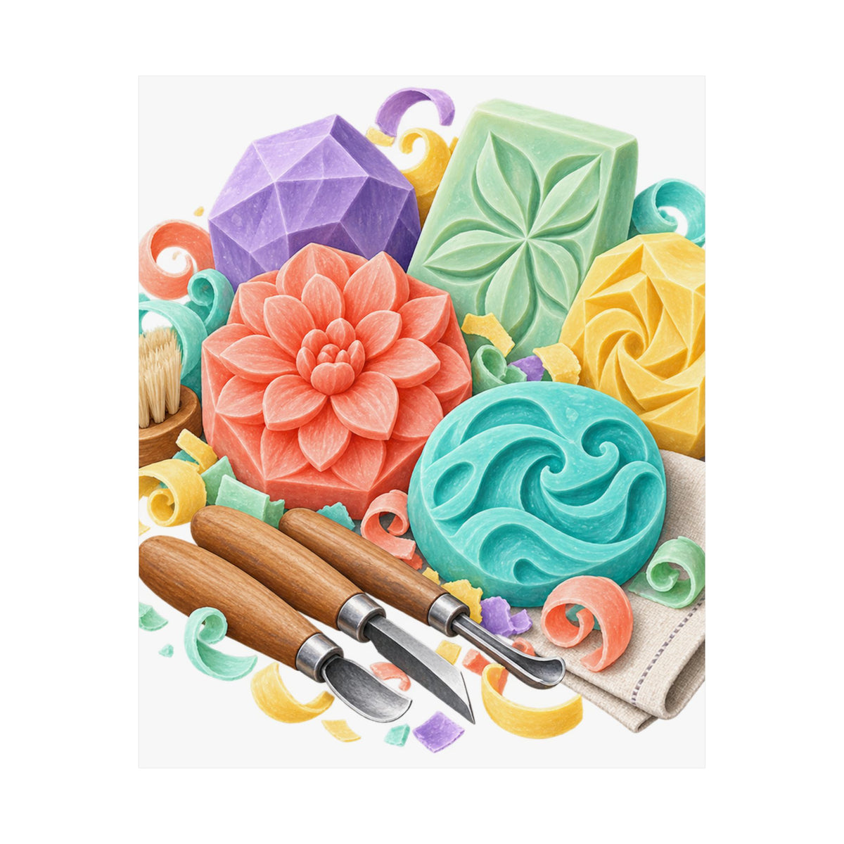 Colorful Soap Carving Workshop Poster