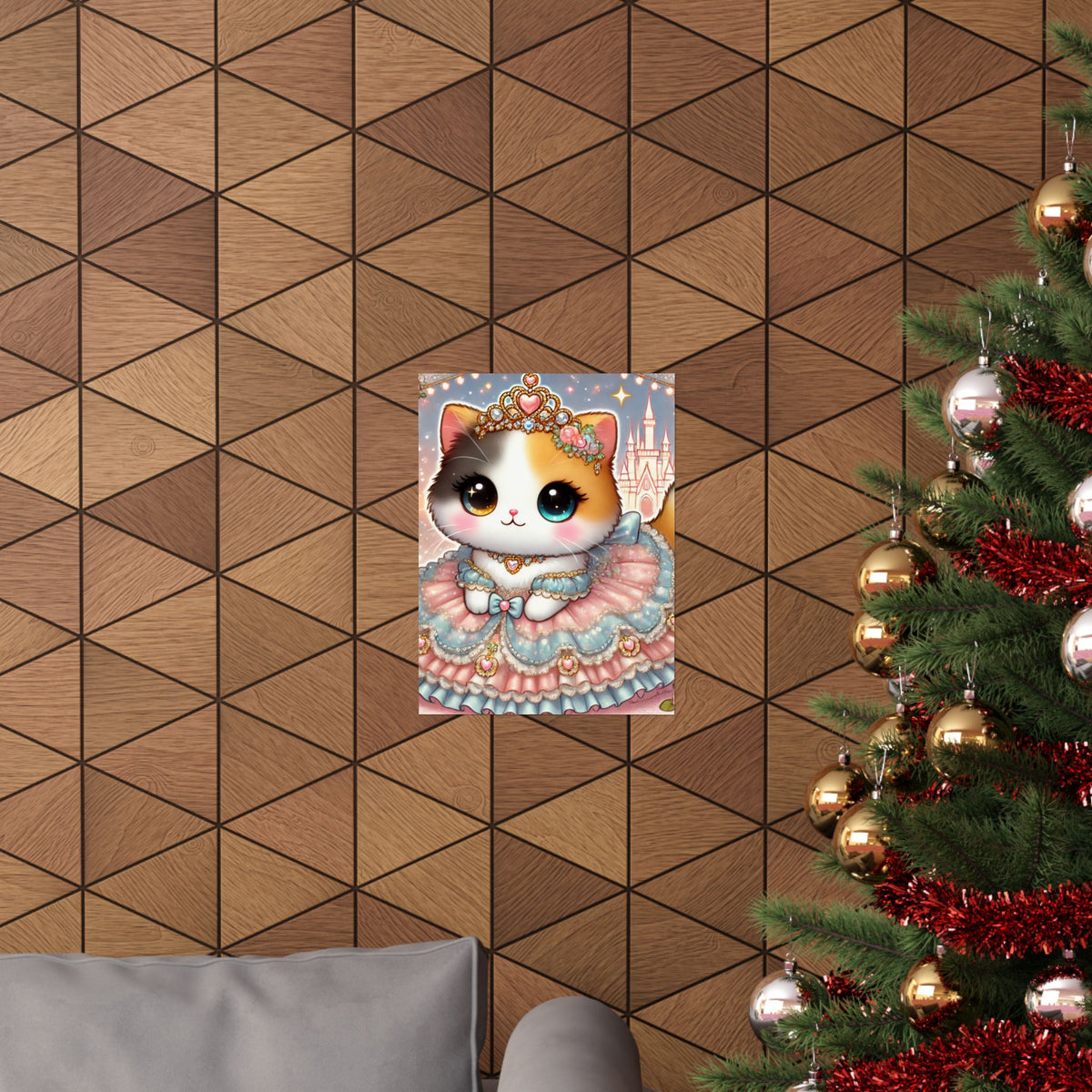 Pastel Princess Calico Cat Fantasy Wall Art Poster