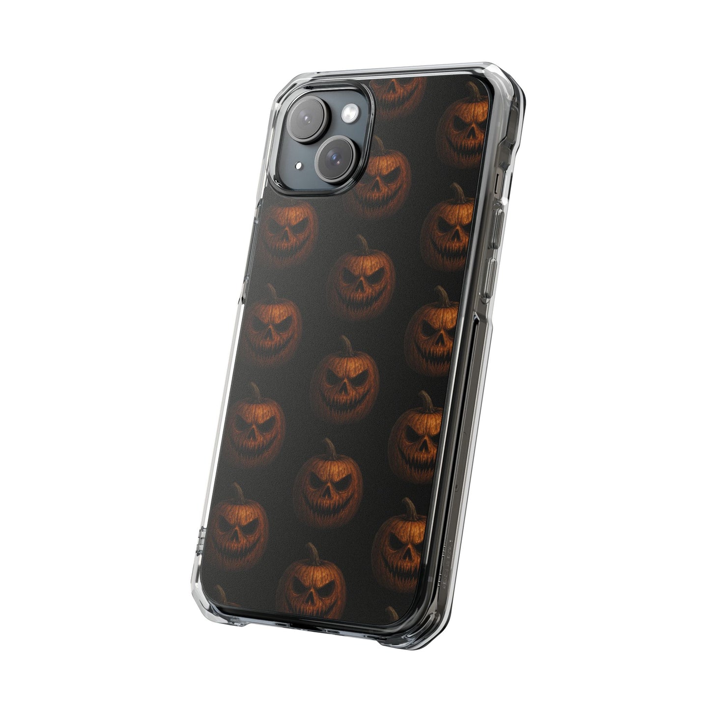 Magnet Cover, Halloween Pumpkin Spooky Phone Case, Horror Jack-O-Lantern Black Case, Magnetic Clear Impact Cover, Scary Cellphone Slim