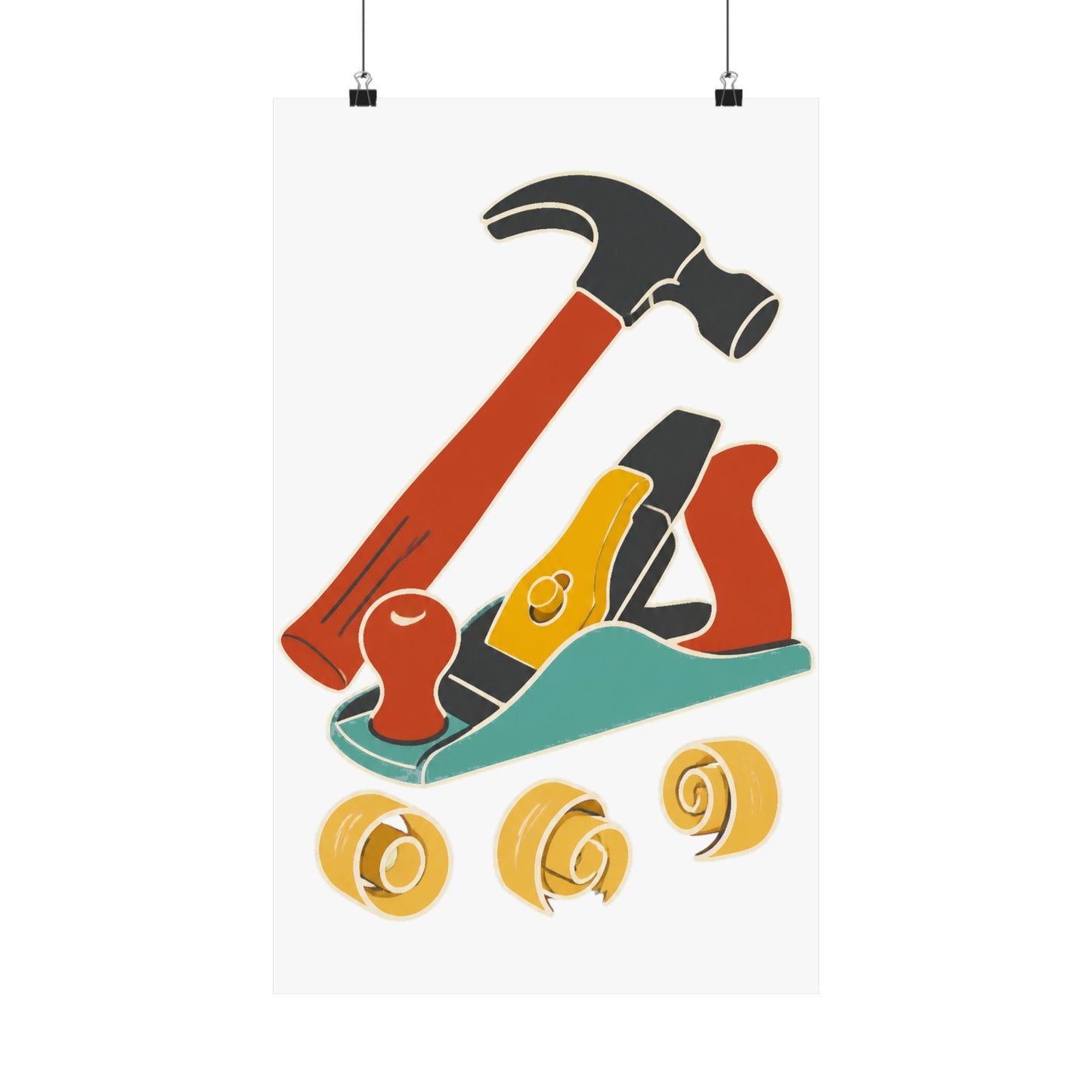 Carpenter Hammer Hand Plane Woodworking Art Poster