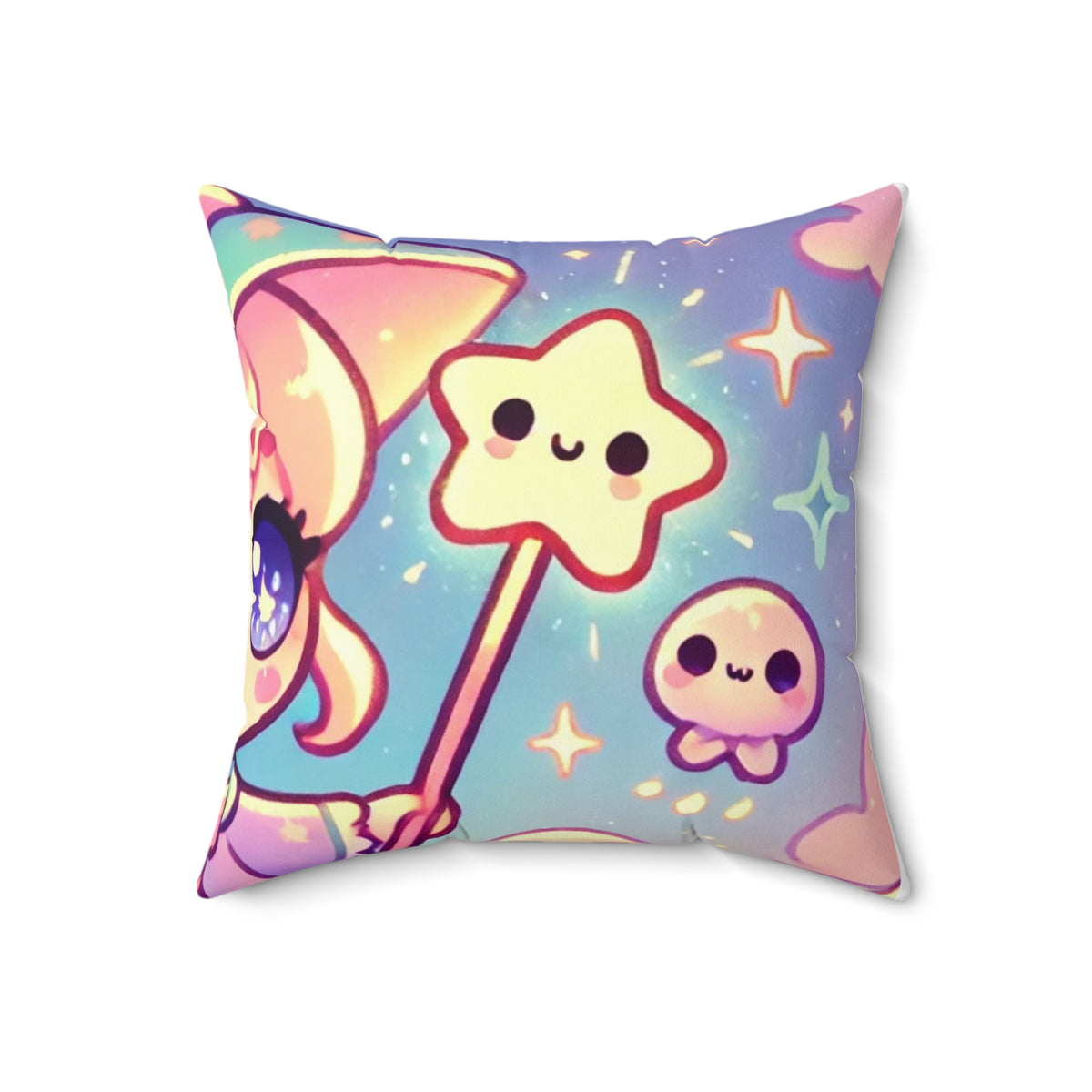 Kawaii Moon Wand Pastel Fantasy Decorative Pillow