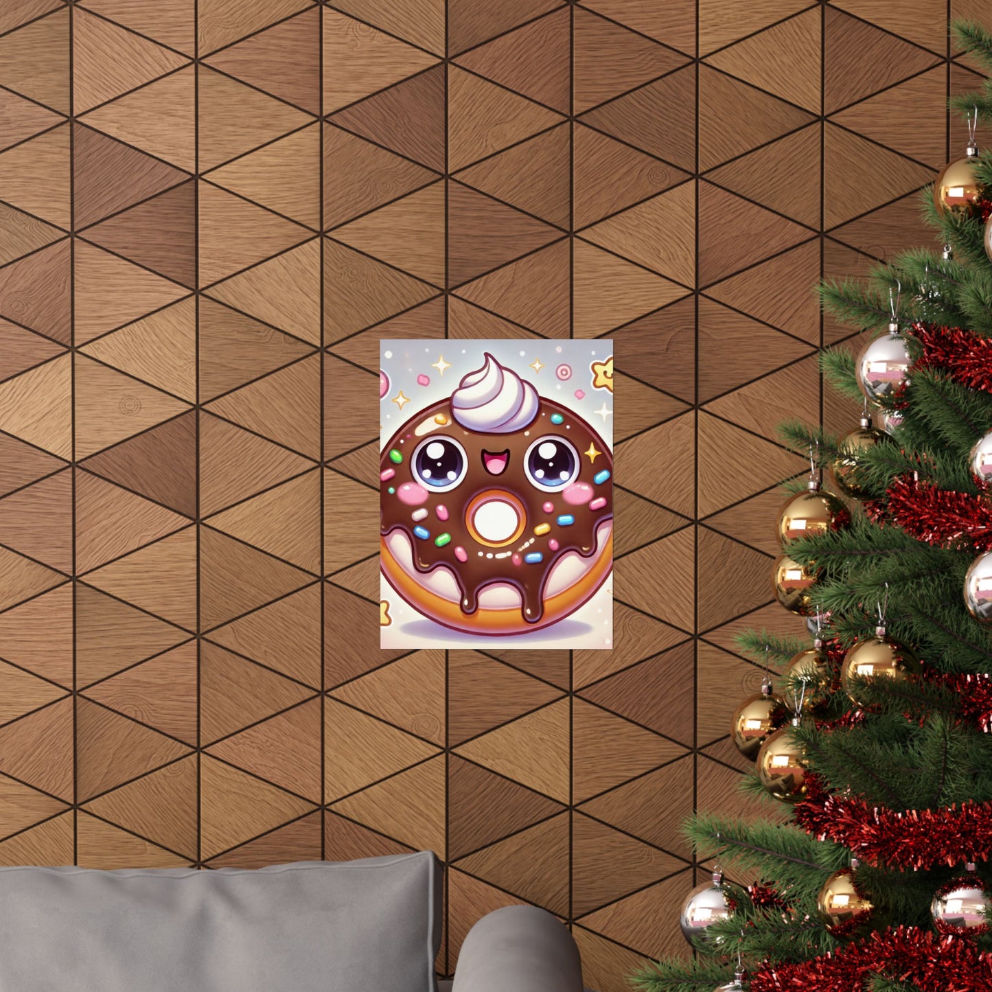 Kawaii Chocolate Donut Cute Dessert Art Poster