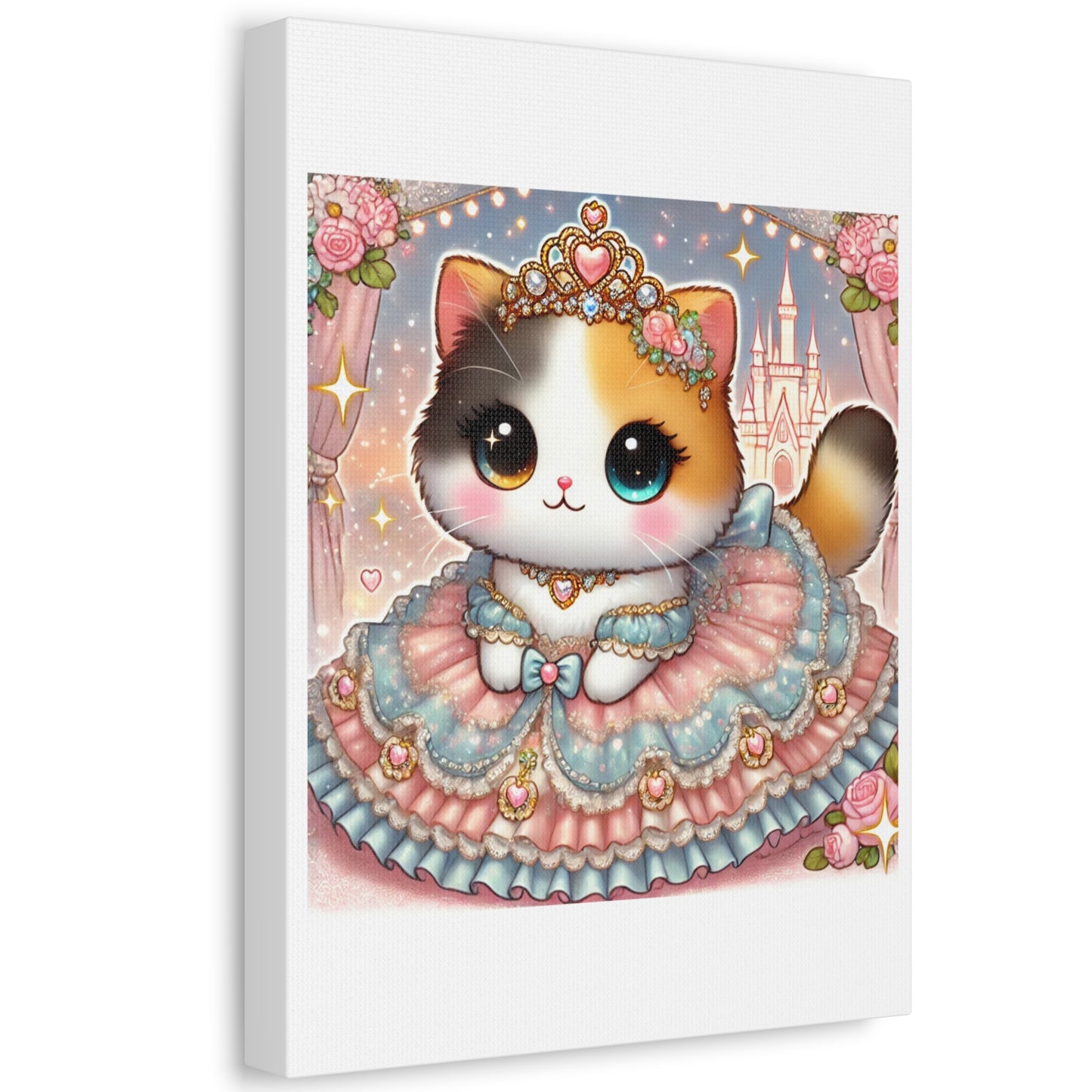 Pastel Princess Calico Cat Fantasy Canvas Wall Art