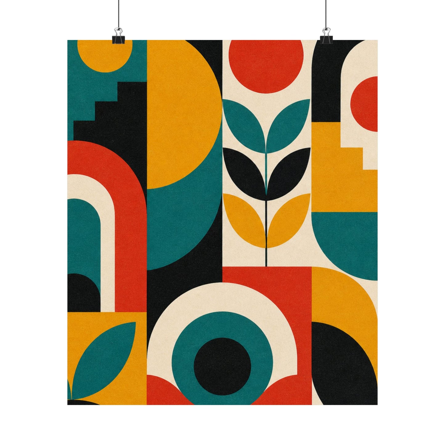 Mid Century Arches Botanical Geometric Abstract Poster