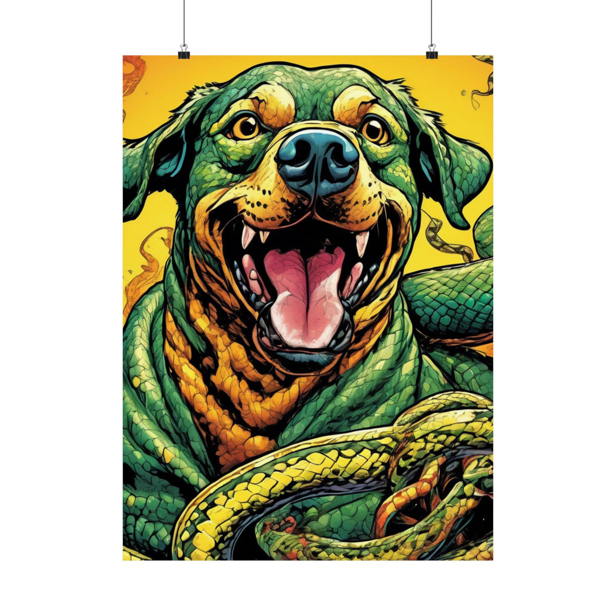 Surreal Serpent Hound Dark Fantasy Wall Art Poster