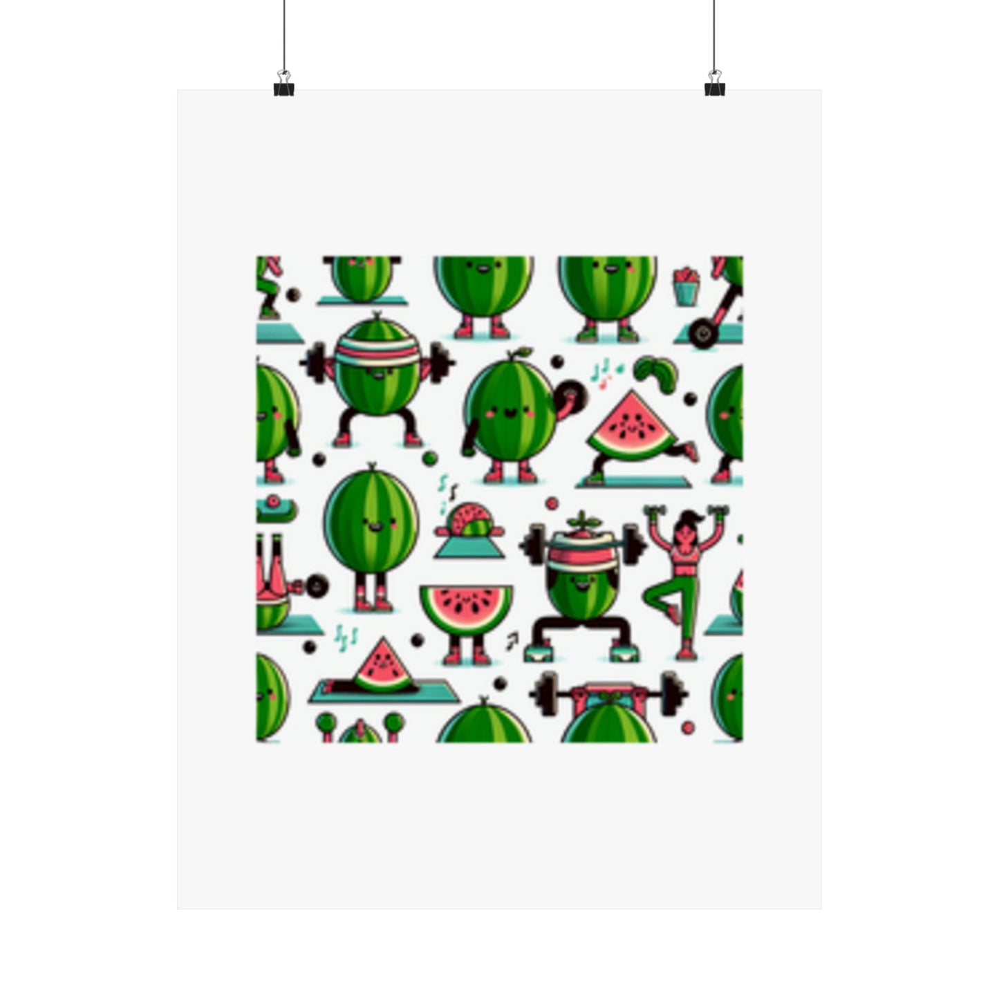 Watermelon Workout Club Cute Food Fitness Wall Art Poster