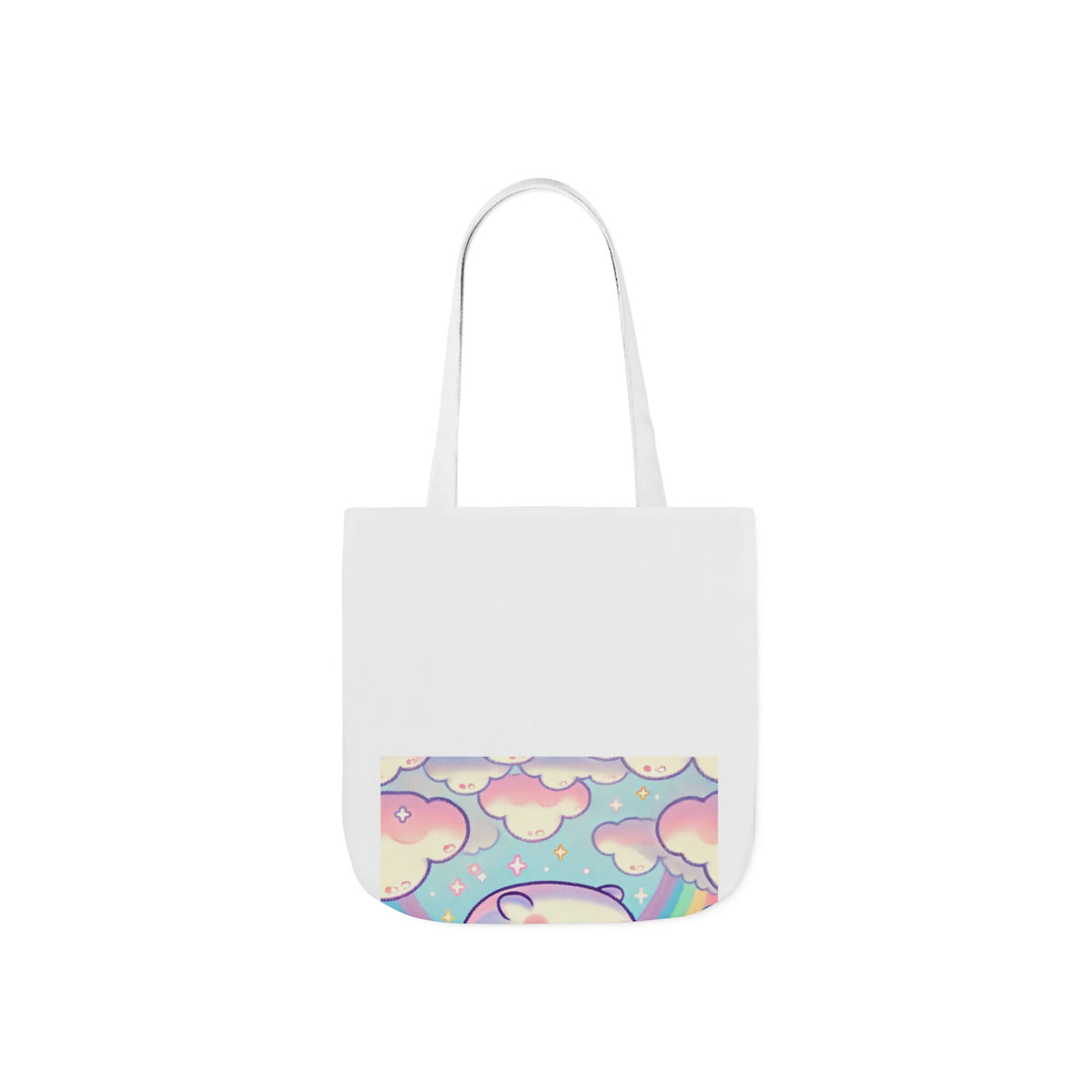 Kawaii Rainbow Whale Pastel Cloud Canvas Tote Bag