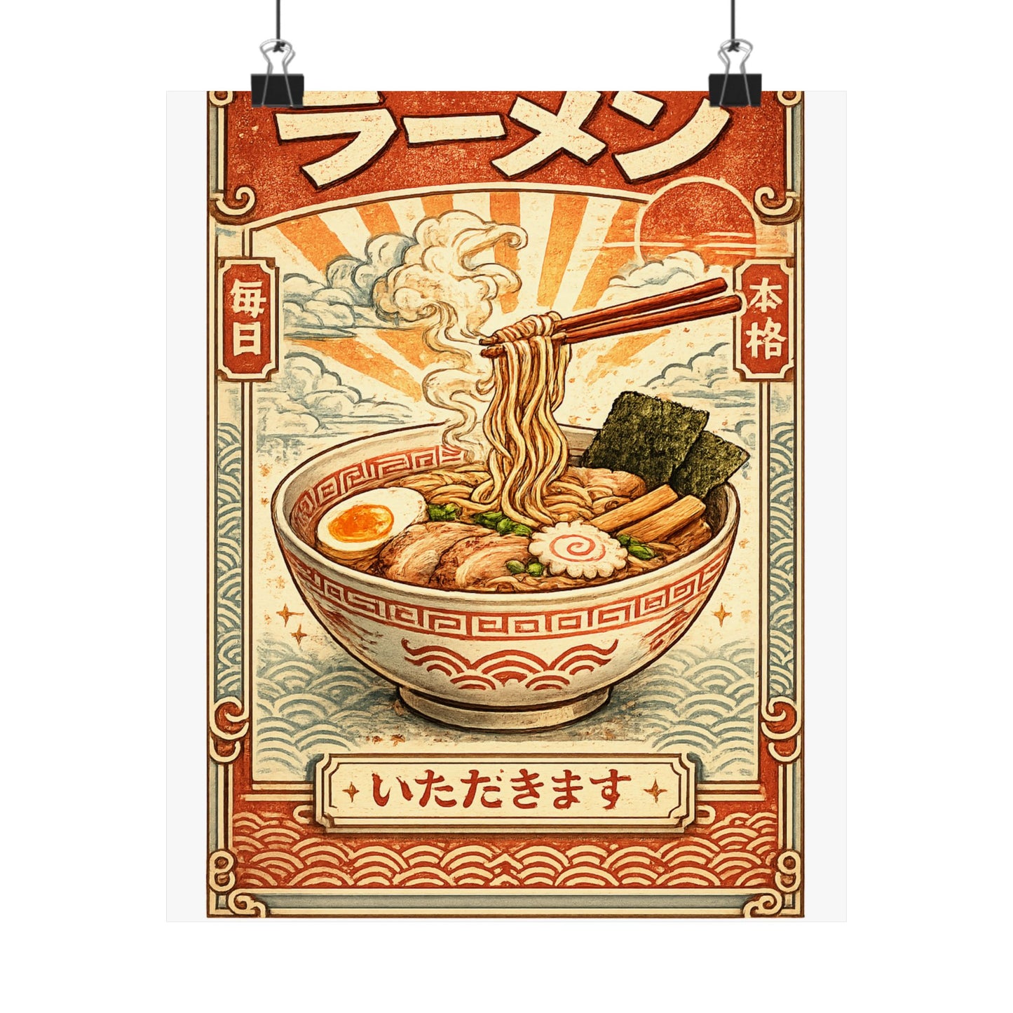Vintage Ramen Bowl Japanese Food Art Poster