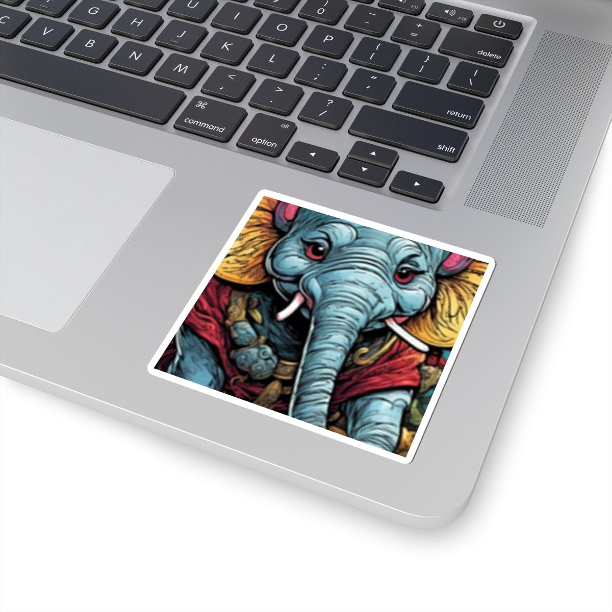 Colorful Elephant Garden Parade Cute Wildlife Animal Art Sticker