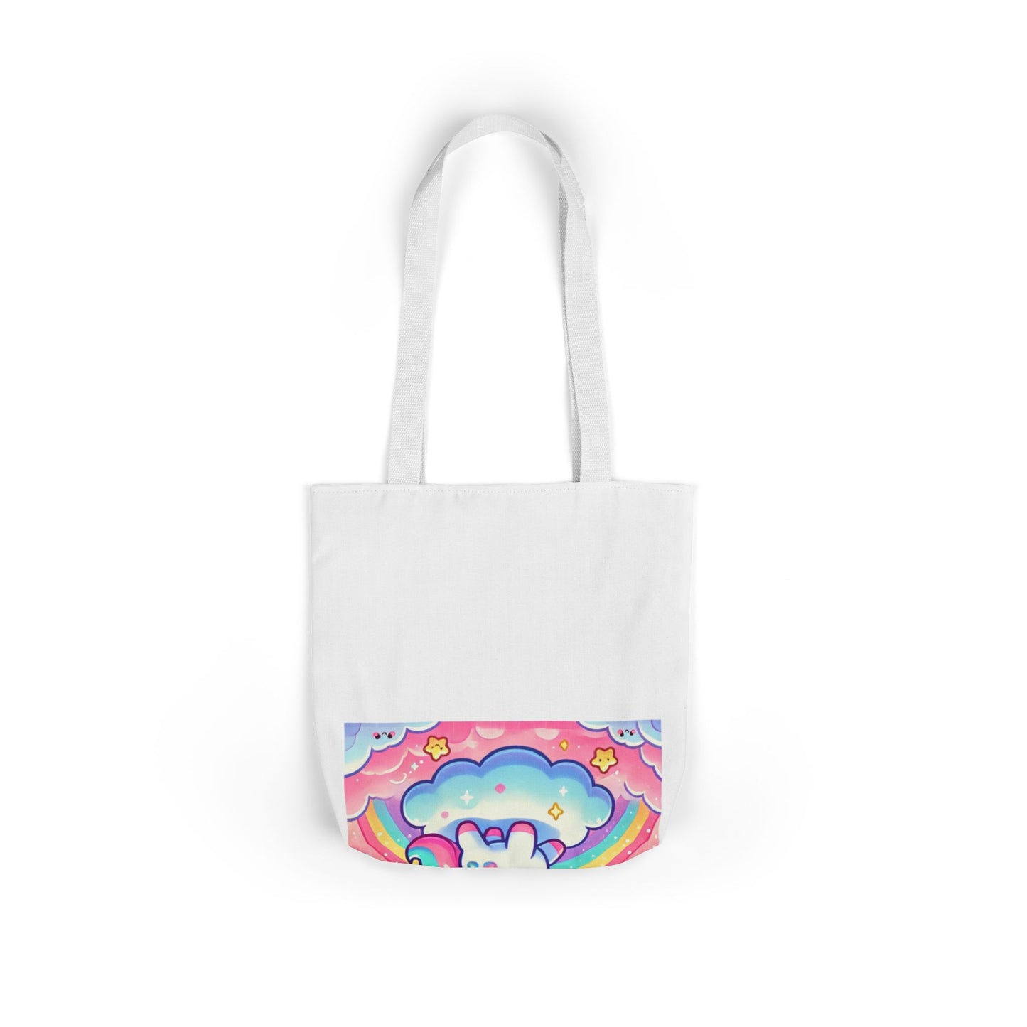Pastel Rainbow Unicorn Cloud Kawaii Canvas Tote Bag