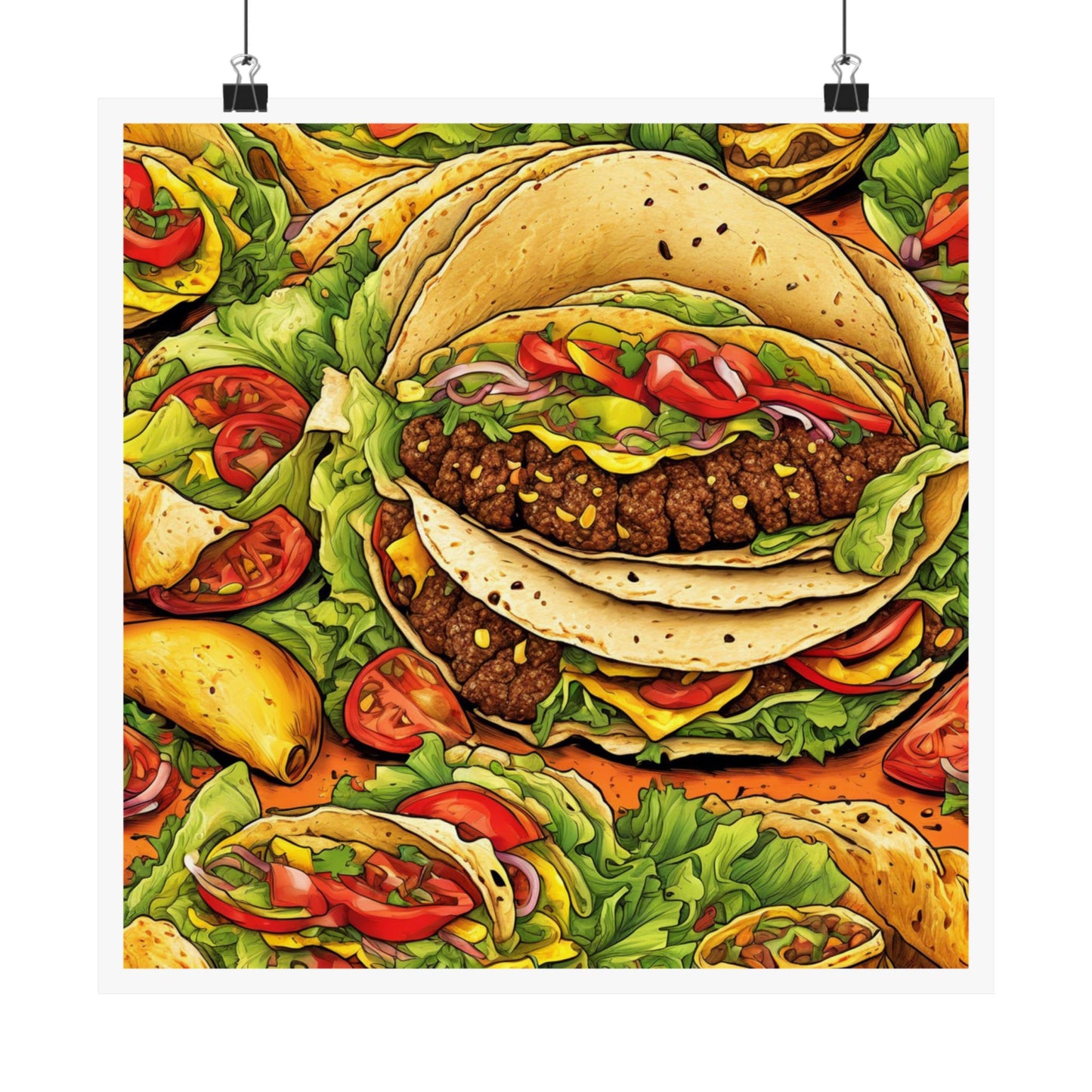 Stacked Taco Fiesta Foodie Gift Art Poster
