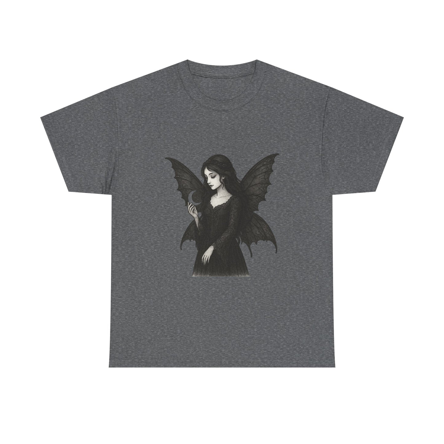 Gothic Fairy Tee, Unisex Cotton T-Shirt with Bat Wings, Forest Aesthetic Shirt, Perfect for Halloween, Casual Wear, Emo Witch