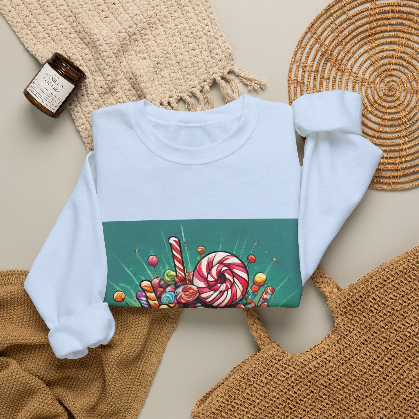 Holiday Candy Bucket Sweets Gift Art Sweatshirt