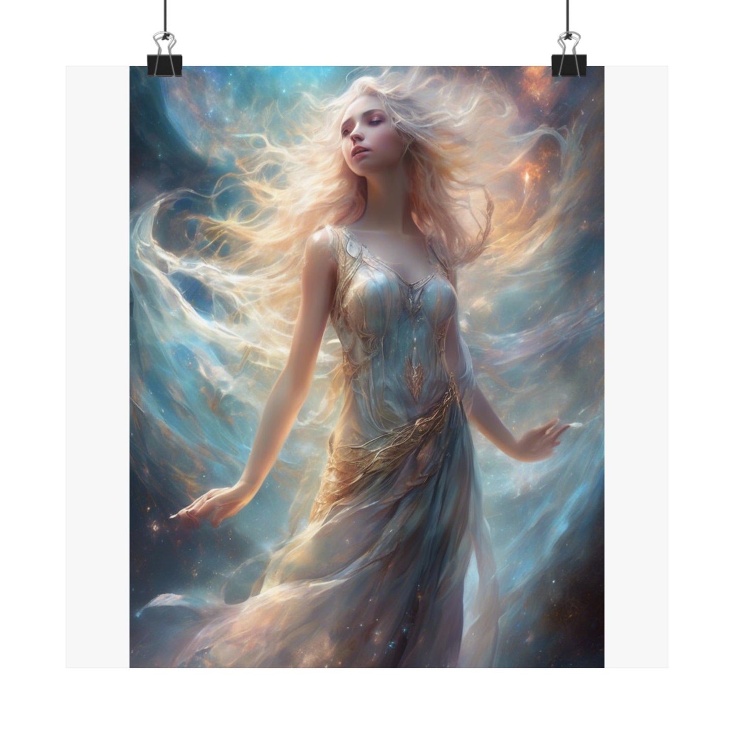 Moonlit Celestial Maiden Fantasy Portrait Poster