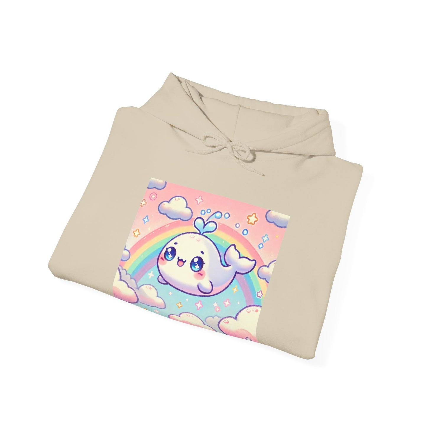 Kawaii Rainbow Whale Pastel Cloud Hoodie