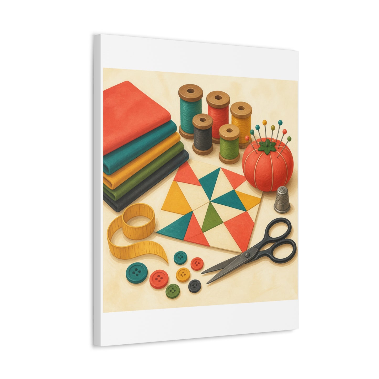 Colorful Sewing and Quilting Hobby Canvas Art
