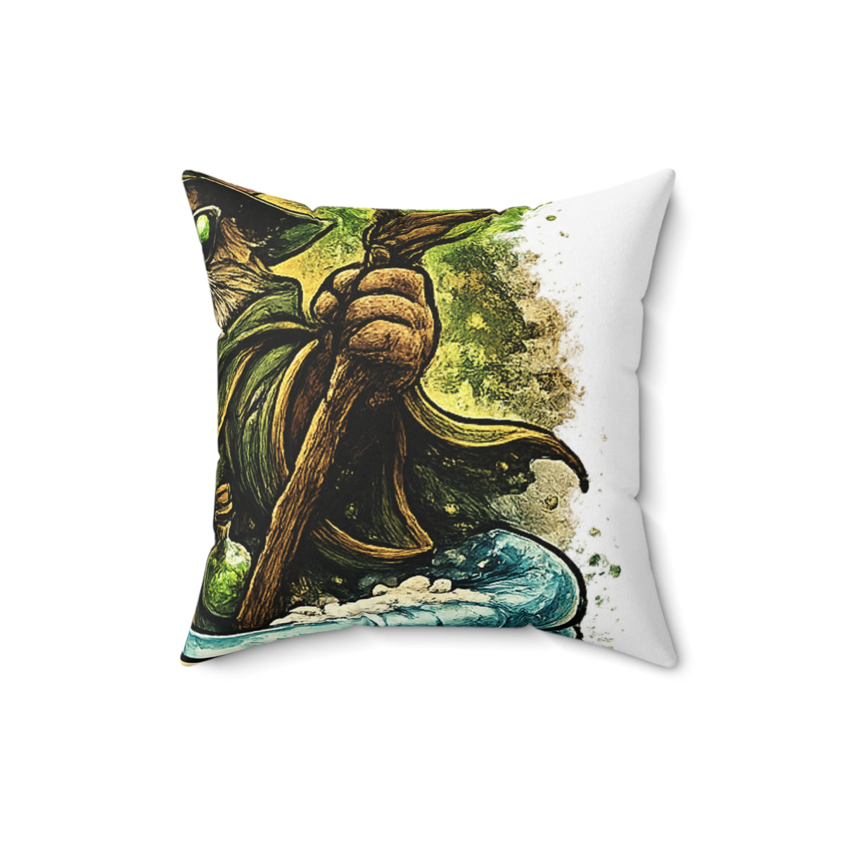 Crazy Cat Wizard Funny Fantasy Decorative Pillow