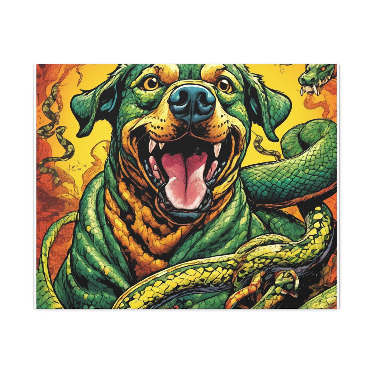 Surreal Serpent Hound Dark Fantasy Canvas Wall Art