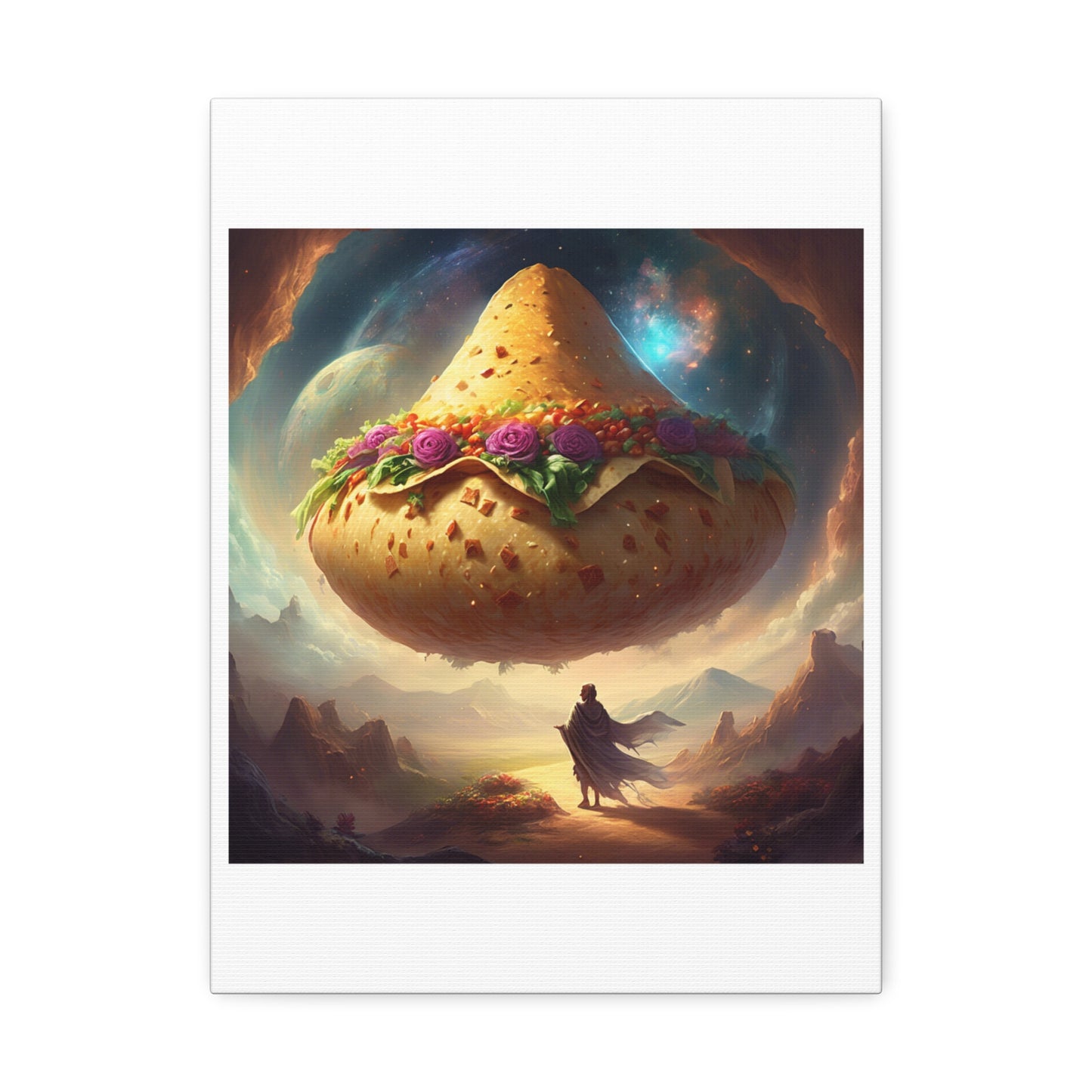 Cosmic Taco Planetoid Surreal Food Fantasy Art Canvas