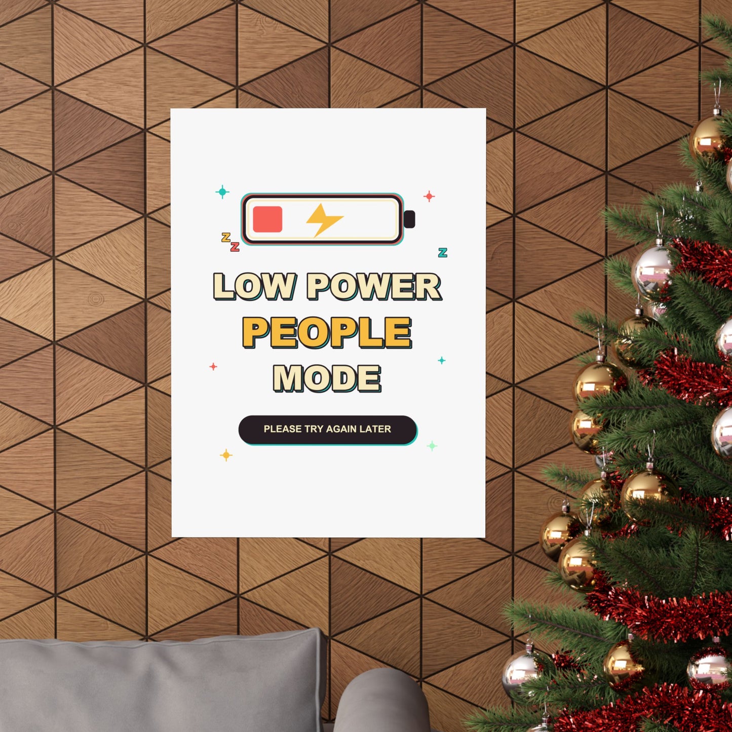 Low Power People Mode Funny Introvert Social Battery Poster