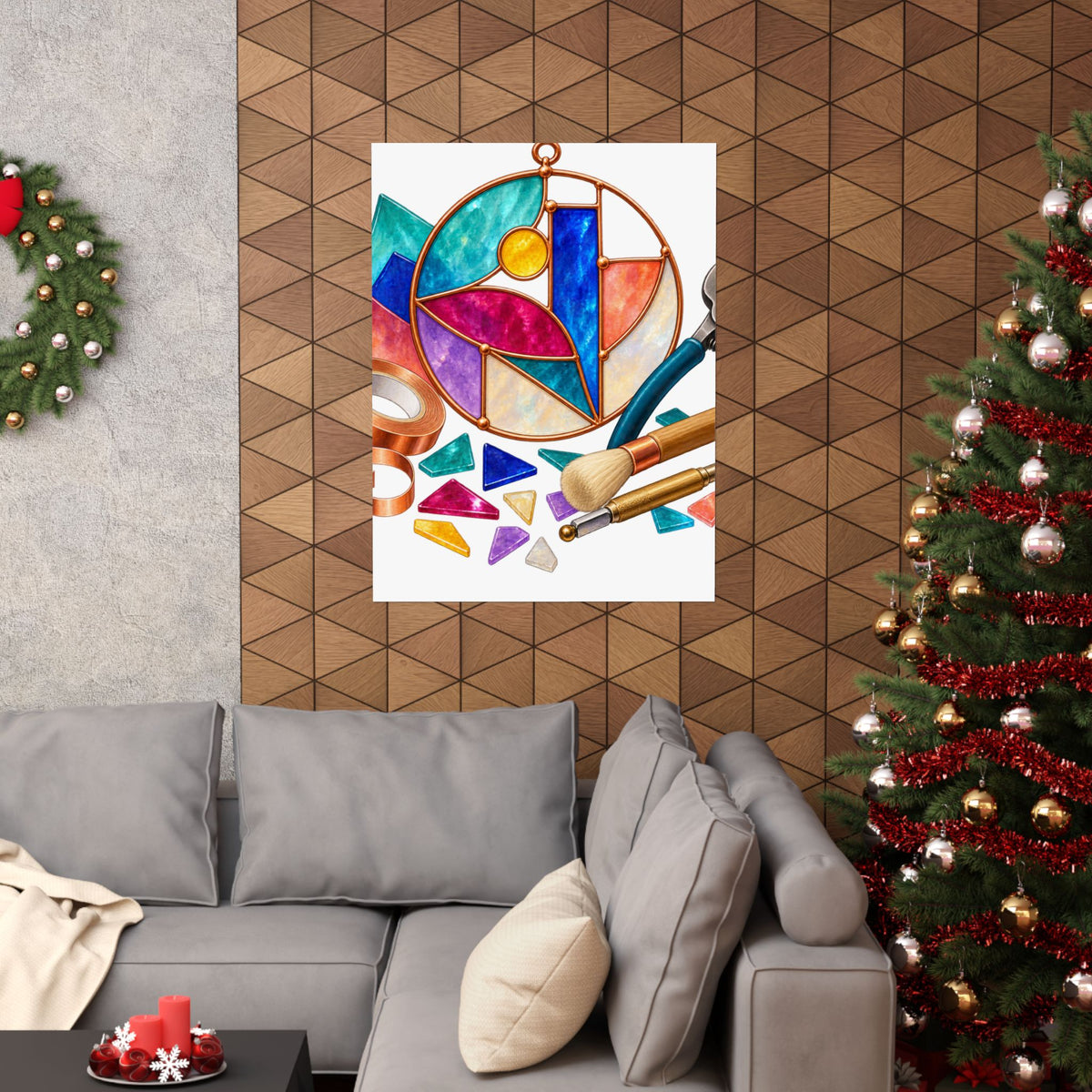 Abstract Stained Glass Suncatcher Workshop Poster