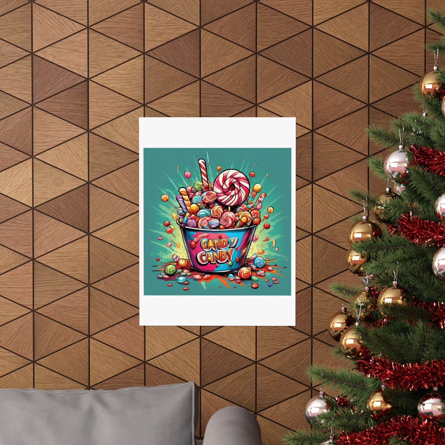 Holiday Candy Bucket Sweets Gift Art Poster