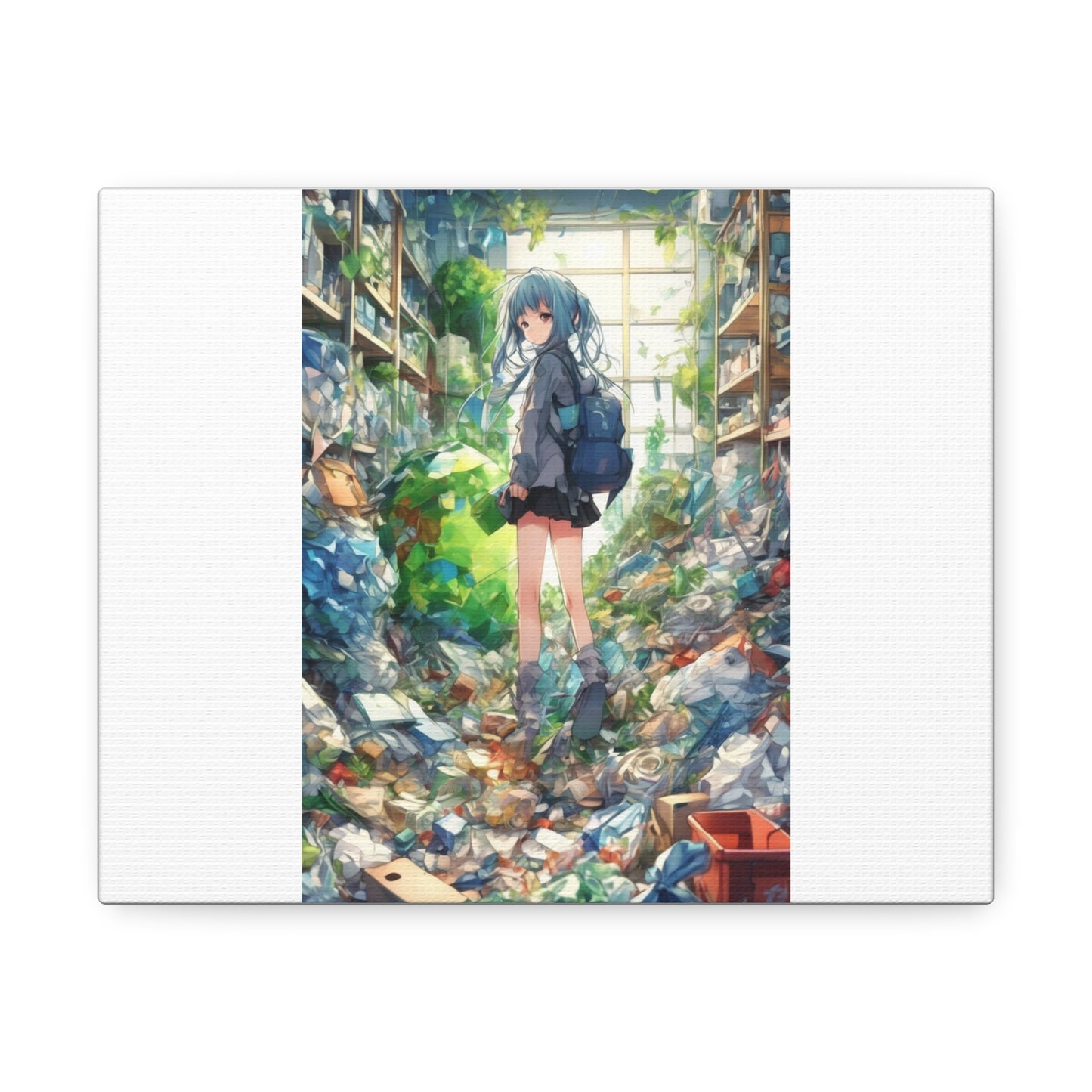 Green Recycling Alley Anime Girl Recycling Alley Canvas