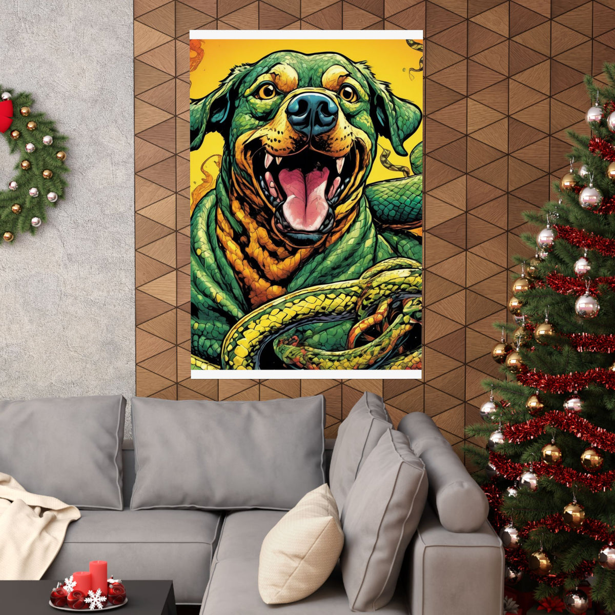 Surreal Serpent Hound Dark Fantasy Wall Art Poster