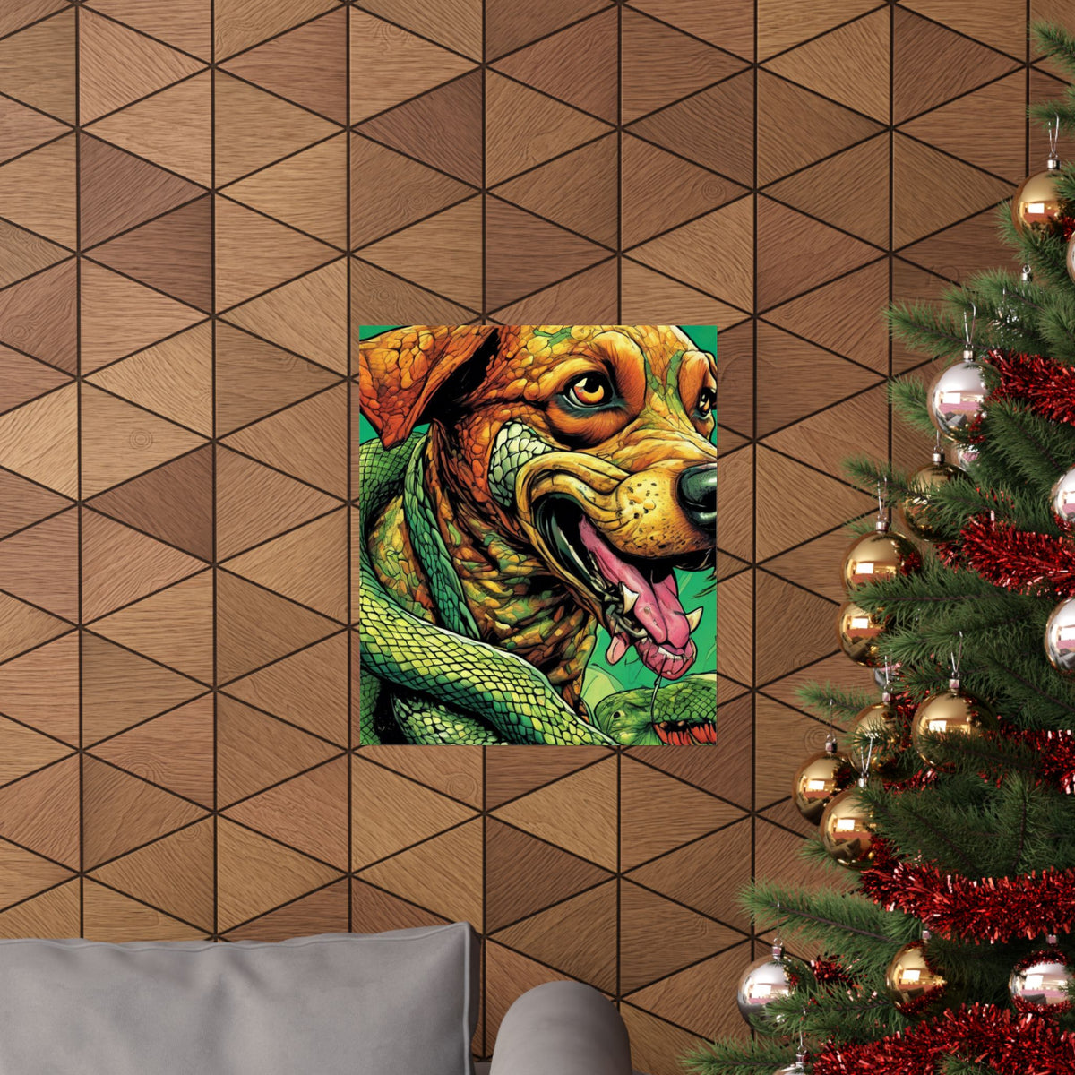 Serpent Guardian Dog Bold Fantasy Creature Art Poster