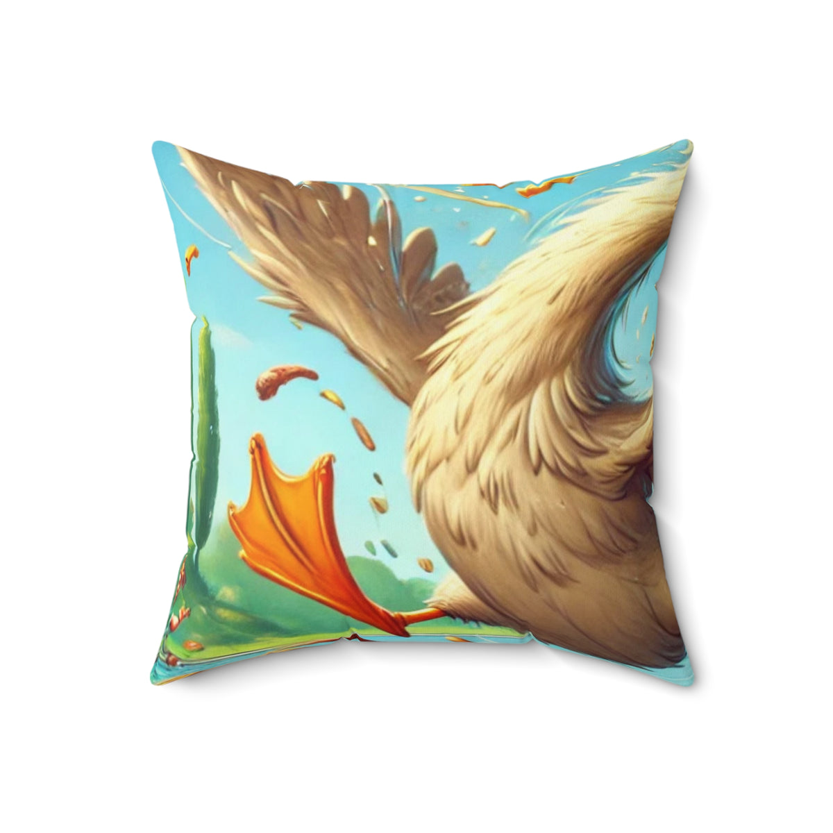 Chaotic Picnic Duck Funny Summer Decorative Pillow
