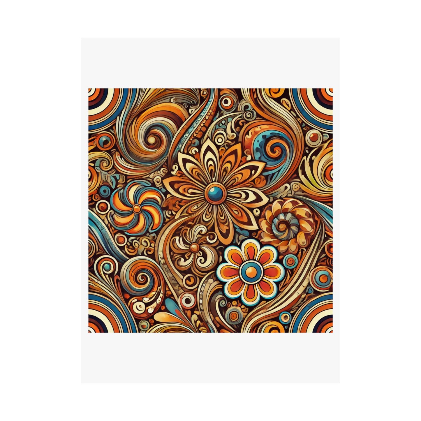Ornate Abstract Floral Paisley Pattern Poster