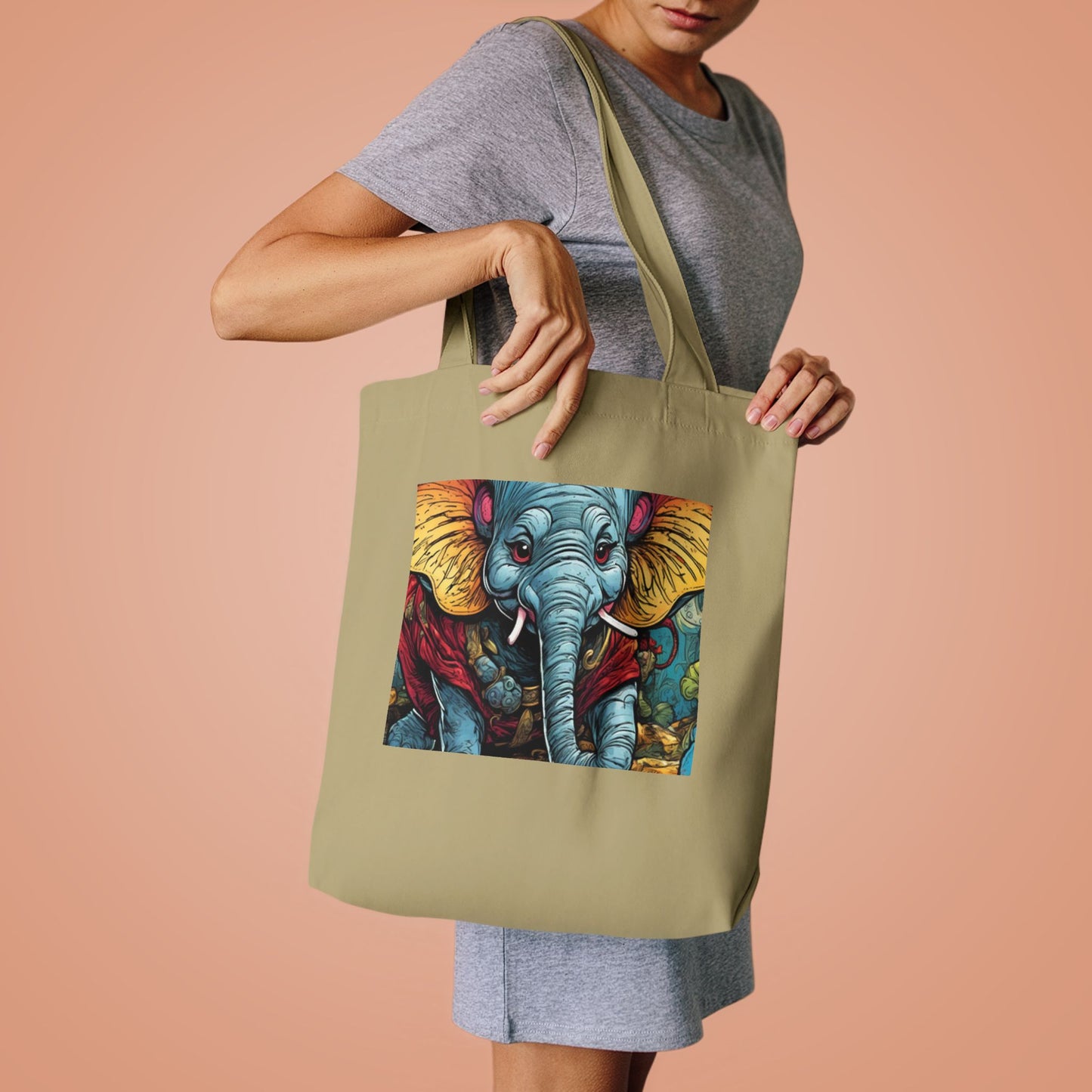 Colorful Elephant Garden Parade Animal Art Tote Bag for Gifts